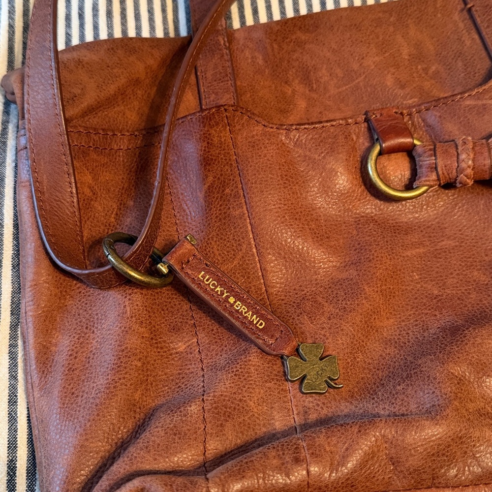 Lucky Brand Boho Brown Leather Tote Bag - Picture 6 of 6